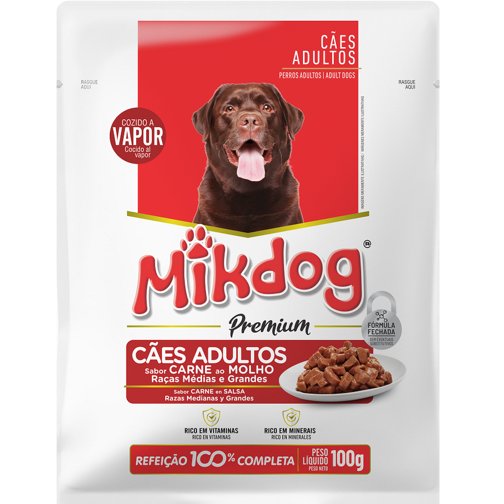 RAÇÃO UMIDA MIKDOG SABORES *RAÇAS PEQUENAS E FILHOTE* - CARNE AO